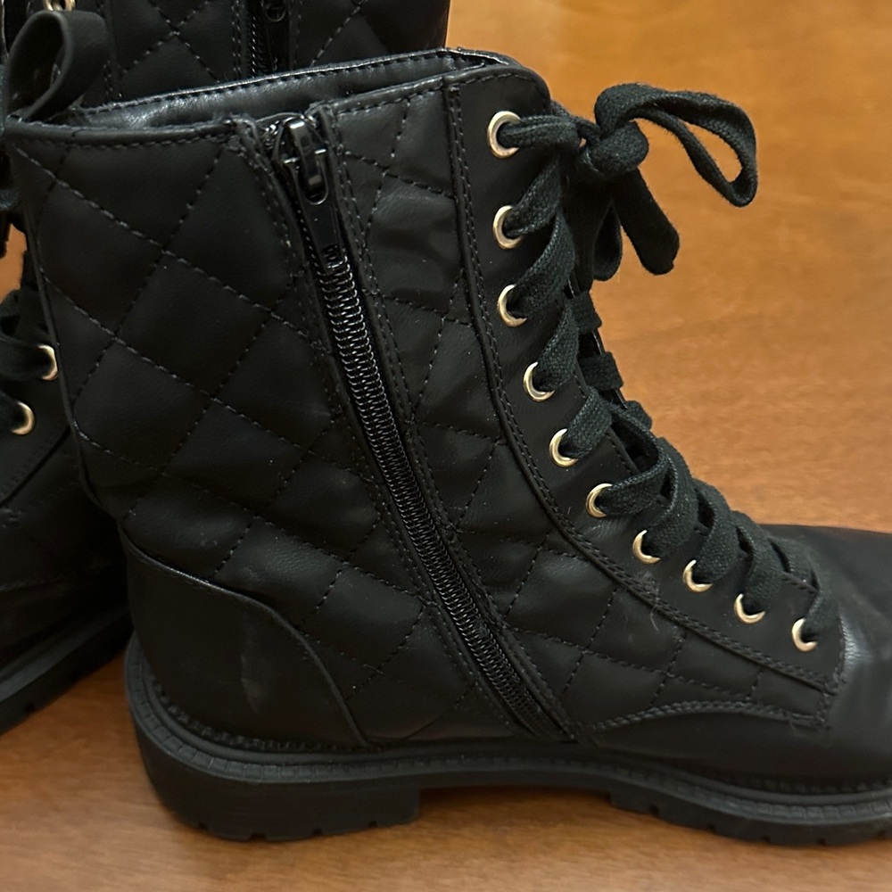 Bebe Black Quilted Boots with Gold Studs - Picture 10 of 13
